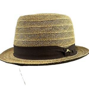 Tommy Bahama Straw Fedora Hat Mens Large Trilby Summer Beach Lightweight Small S